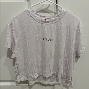 P'TULA Women's White Cropped Short Sleeve Top